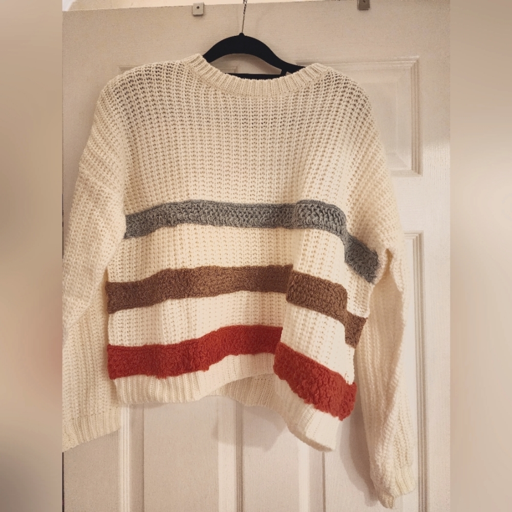 NWOT Striped Multi Colored Chunky Knit Sweater - L